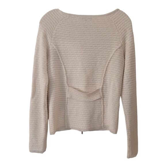 Anne Klein Sweater Blazer Women Small Off White Silver Metallic Zip - Picture 2 of 11